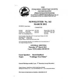 Tongarra Heritage Society Newsletter 162 March 2012