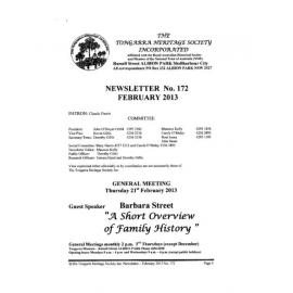 Tongarra Heritage Society Newsletter 172 February 2013