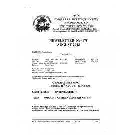 Tongarra Heritage Society Newsletter 178 August 2013