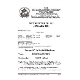 Tongarra Heritage Society Newsletter 182 January 2014