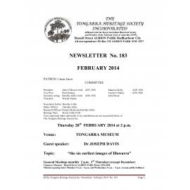 Tongarra Heritage Society Newsletter 183 February 2014