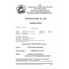 Tongarra Heritage Society Newsletter 184 March 2014