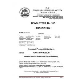 Tongarra Heritage Society Newsletter 187 August 2014