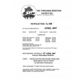 Tongarra Heritage Society Newsletter 108 April 2007