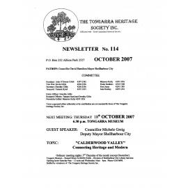 Tongarra Heritage Society Newsletter 114 October 2007