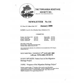 Tongarra Heritage Society Newsletter 116 January 2008
