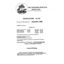Tongarra Heritage Society Newsletter 124 September 2008
