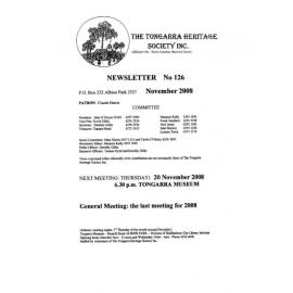 Tongarra Heritage Society Newsletter 126 November 2008