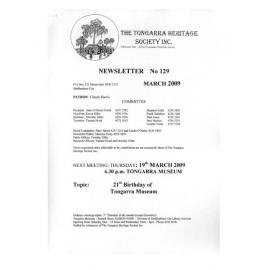 Tongarra Heritage Society Newsletter 129 March 2009
