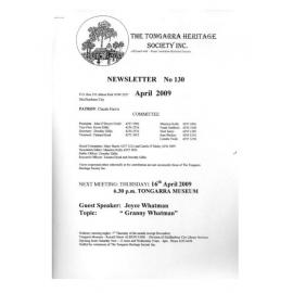 Tongarra Heritage Society Newsletter 130 April 2009