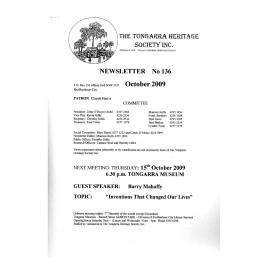Tongarra Heritage Society Newsletter 136 October 2009
