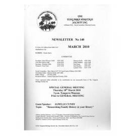 Tongarra Heritage Society Newsletter 140 March 2010
