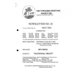 Tongarra Heritage Society Newsletter 43 May 2001