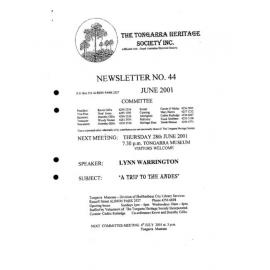 Tongarra Heritage Society Newsletter 44 June 2001