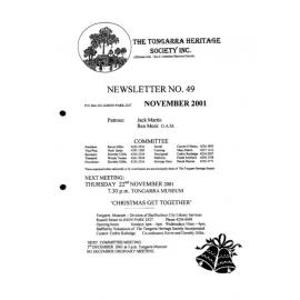 Tongarra Heritage Society Newsletter 49 November 2001