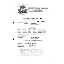 Tongarra Heritage Society Newsletter 53 April 2002