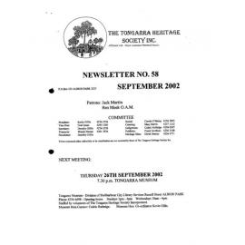 Tongarra Heritage Society Newsletter 58 September 2002