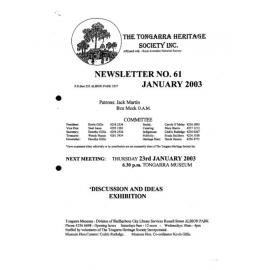 Tongarra Heritage Society Newsletter 61 January 2003