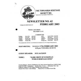 Tongarra Heritage Society Newsletter 62 February 2003
