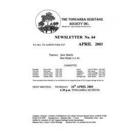 Tongarra Heritage Society Newsletter 64 April 2003