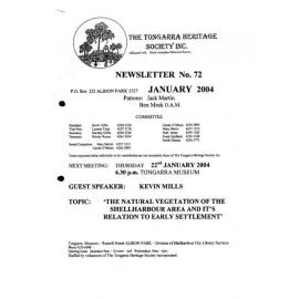 Tongarra Heritage Society Newsletter 72 January 2004