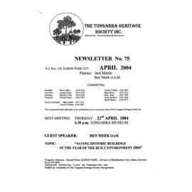 Tongarra Heritage Society Newsletter 75 April 2004
