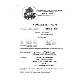Tongarra Heritage Society Newsletter 78 July 2004