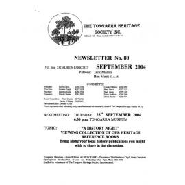 Tongarra Heritage Society Newsletter 80 September 2004