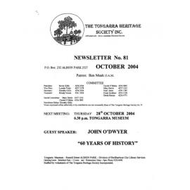 Tongarra Heritage Society Newsletter 81 October 2004