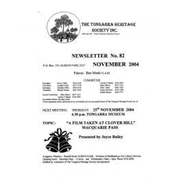 Tongarra Heritage Society Newsletter 82 November 2004