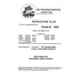Tongarra Heritage Society Newsletter 85 March 2005