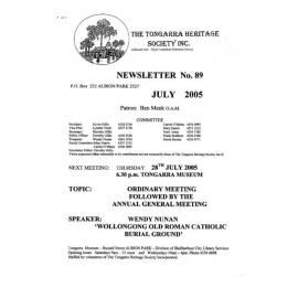 Tongarra Heritage Society Newsletter 89 July 2005