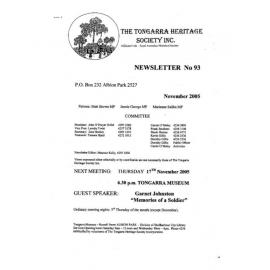 Tongarra Heritage Society Newsletter 93 November 2005