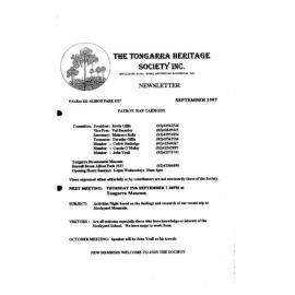 Tongarra Heritage Society Newsletter September 1997