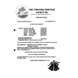 Tongarra Heritage Society Newsletter November 1997