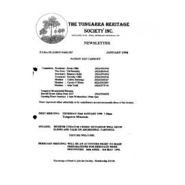 Tongarra Heritage Society Newsletter January 1998