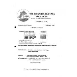 Tongarra Heritage Society Newsletter February 1998