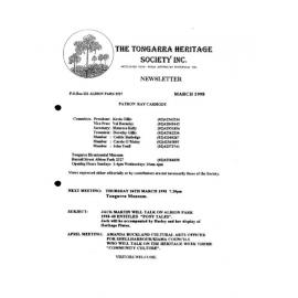 Tongarra Heritage Society Newsletter March 1998