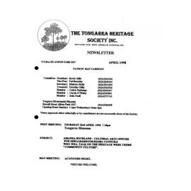 Tongarra Heritage Society Newsletter April 1998