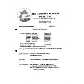 Tongarra Heritage Society Newsletter May 1998
