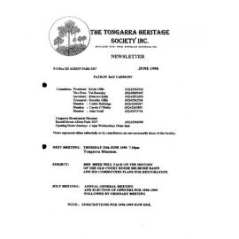 Tongarra Heritage Society Newsletter June 1998