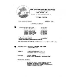 Tongarra Heritage Society Newsletter August 1998