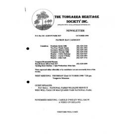 Tongarra Heritage Society Newsletter October 1998