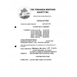 Tongarra Heritage Society Newsletter January 1999