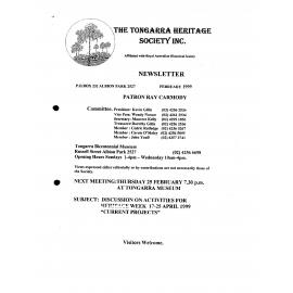 Tongarra Heritage Society Newsletter February 1999
