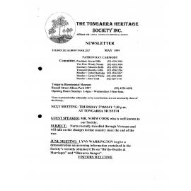 Tongarra Heritage Society Newsletter May 1999