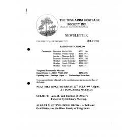 Tongarra Heritage Society Newsletter July 1999