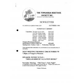 Tongarra Heritage Society Newsletter October 1999