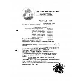 Tongarra Heritage Society Newsletter November 1999