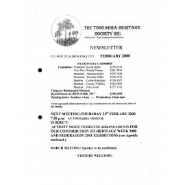 Tongarra Heritage Society Newsletter February 2000